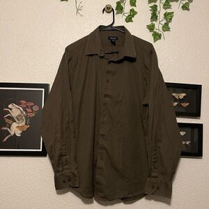 Vintage Brown Long Sleeve Button Up Shirt